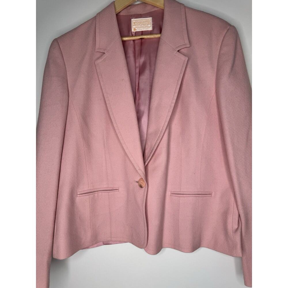 Vintage Pendleton Blazer Womens 16 Pink 100% Wool Jacket Country Sophisticates - Picture 2 of 8